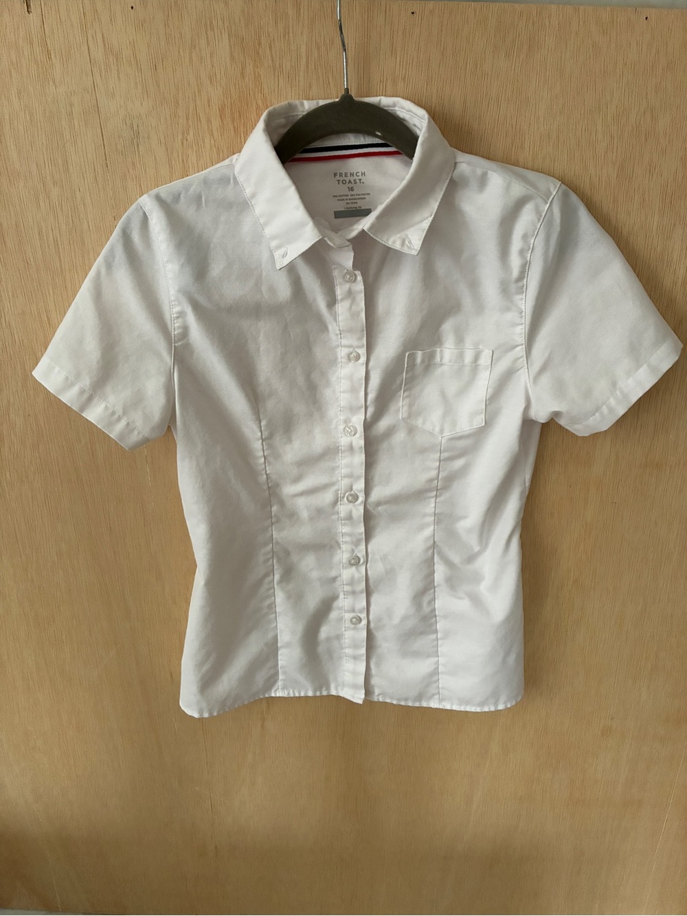 Girls French Toast White Short-Sleeve Button Front Blouse size 16